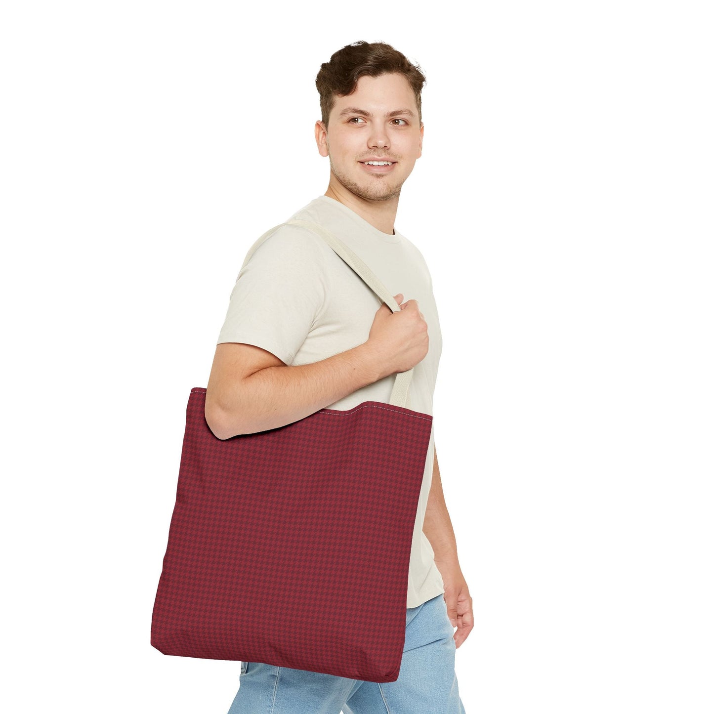 Tote Bag | Maroon & White | Houndstooth