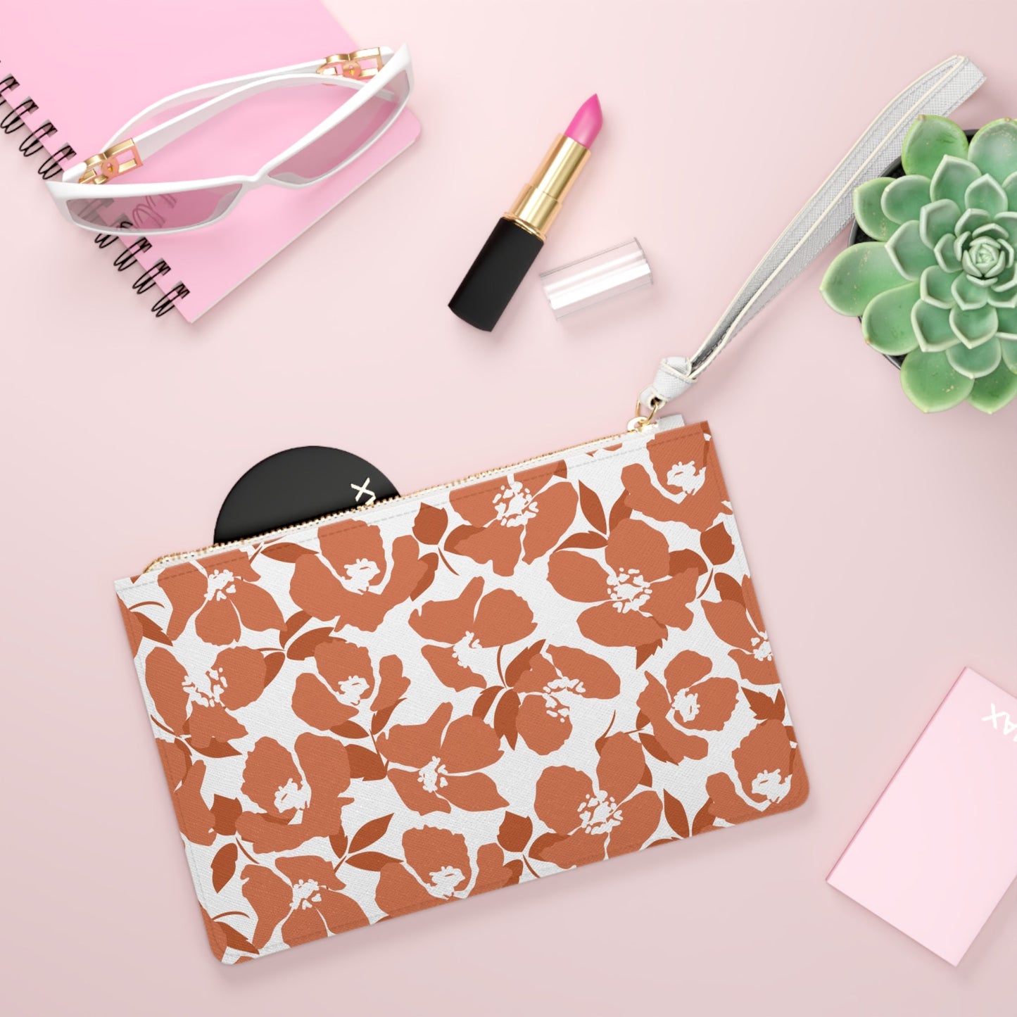 Clutch Bag | Dark Orange & White | Poppy