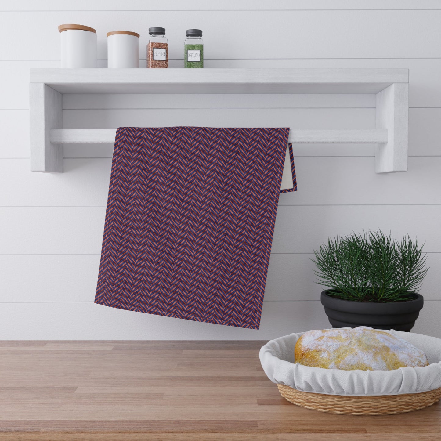Tea Towels | Bright Blue & Orange | Herringbone