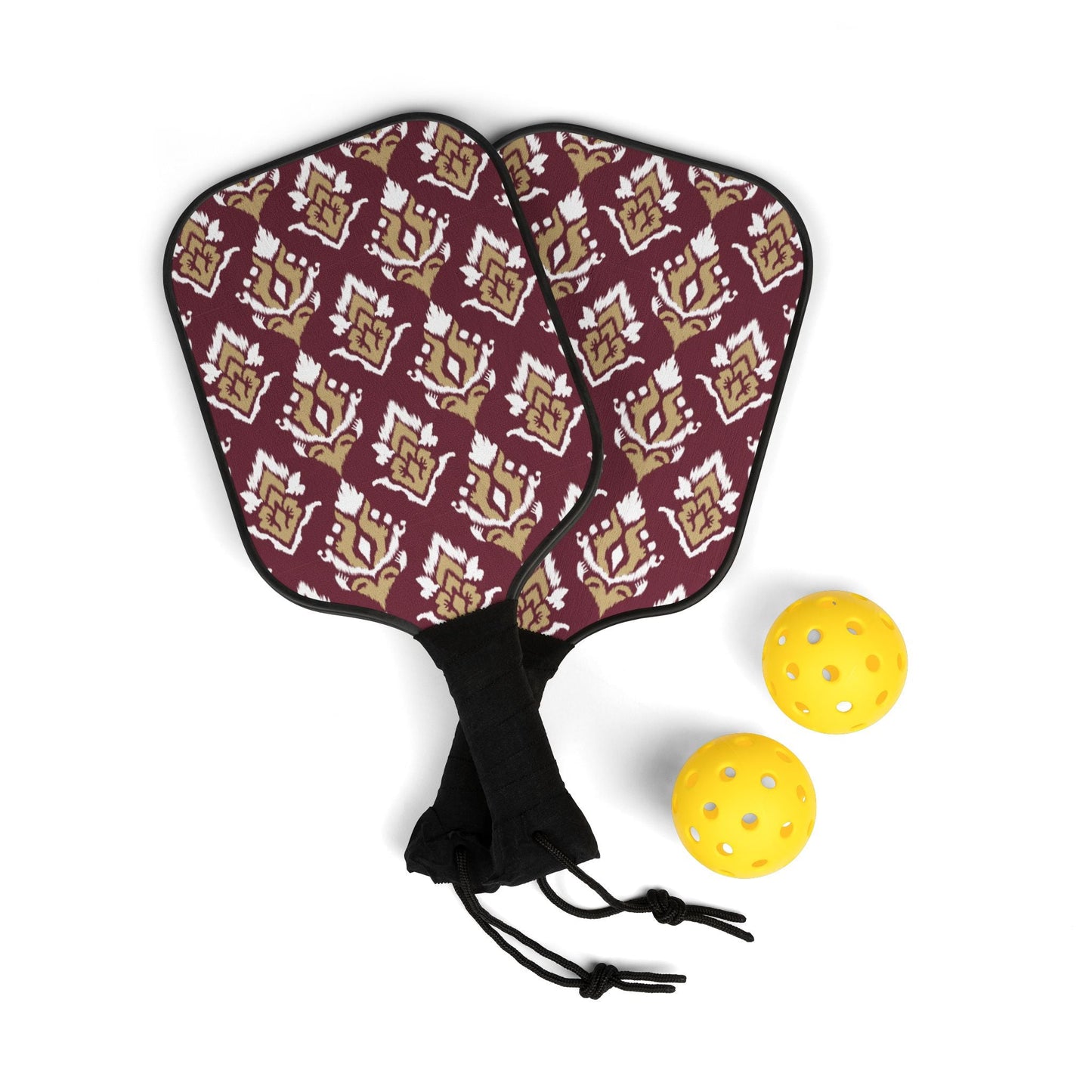 Pickleball Paddle Kit | Maroon & Gold | Ikat