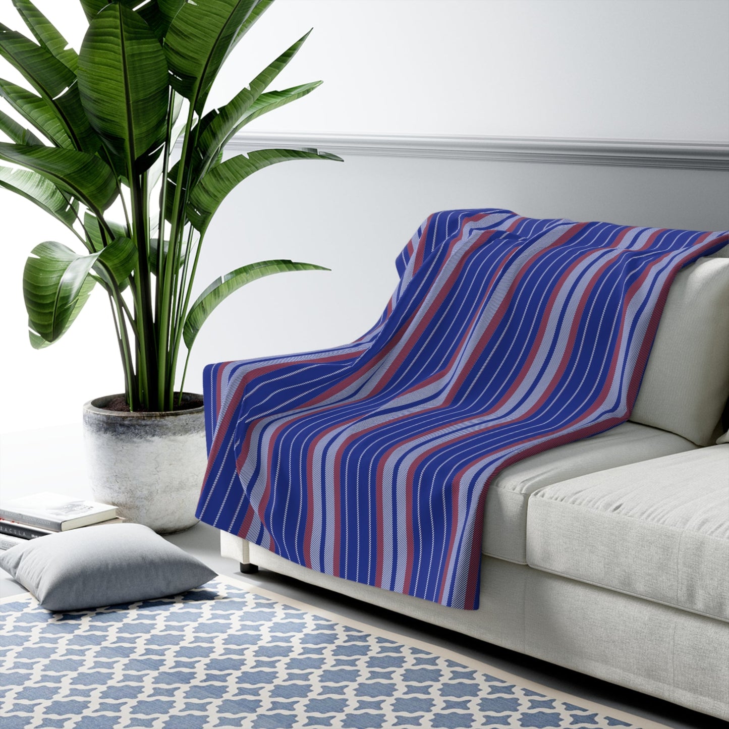Sherpa Blanket | Bright Blue & Orange | Stripe