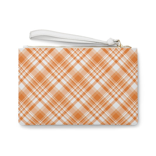 Clutch Bag | Orange & White | Tartan