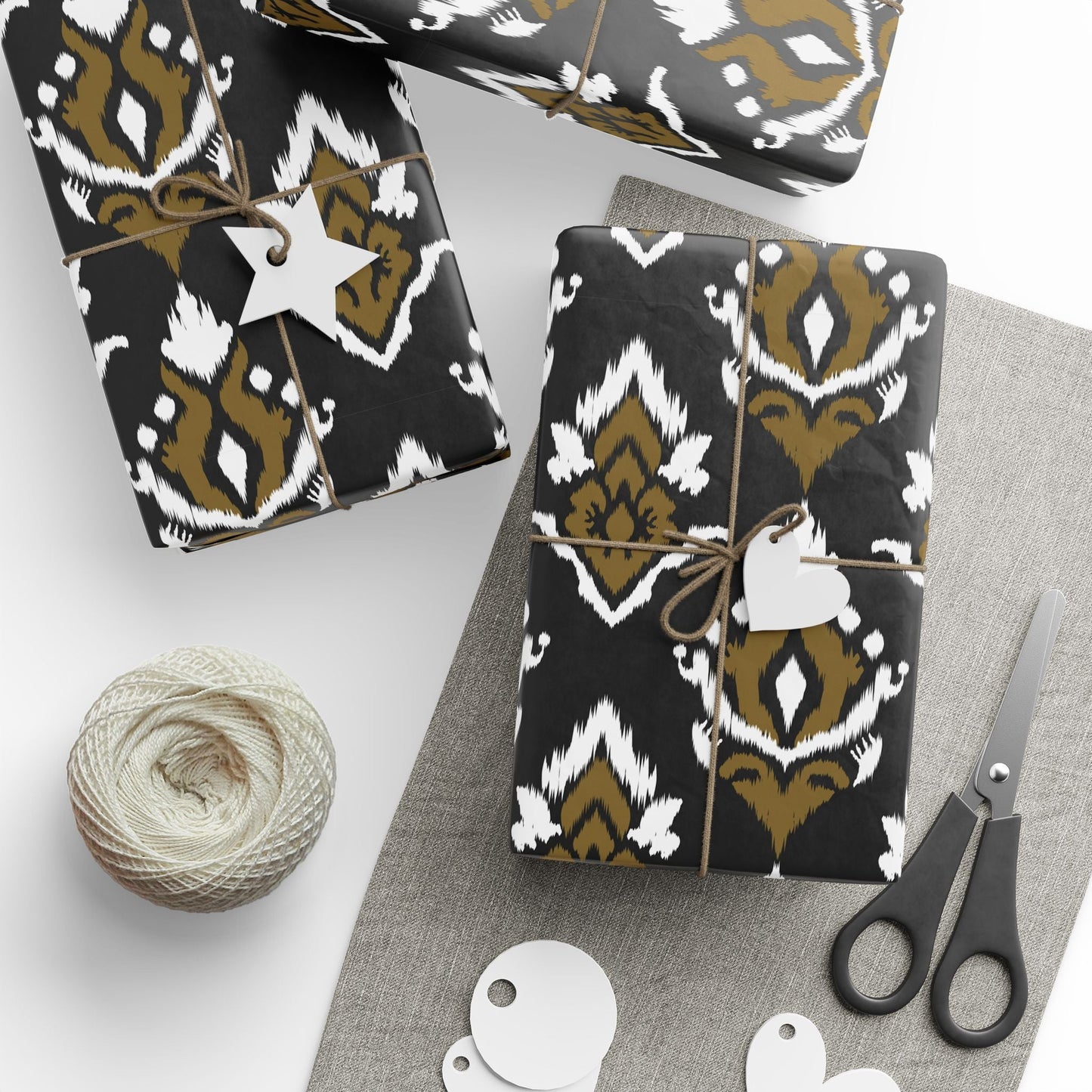 Gift Wrap | Black & Gold | Ikat