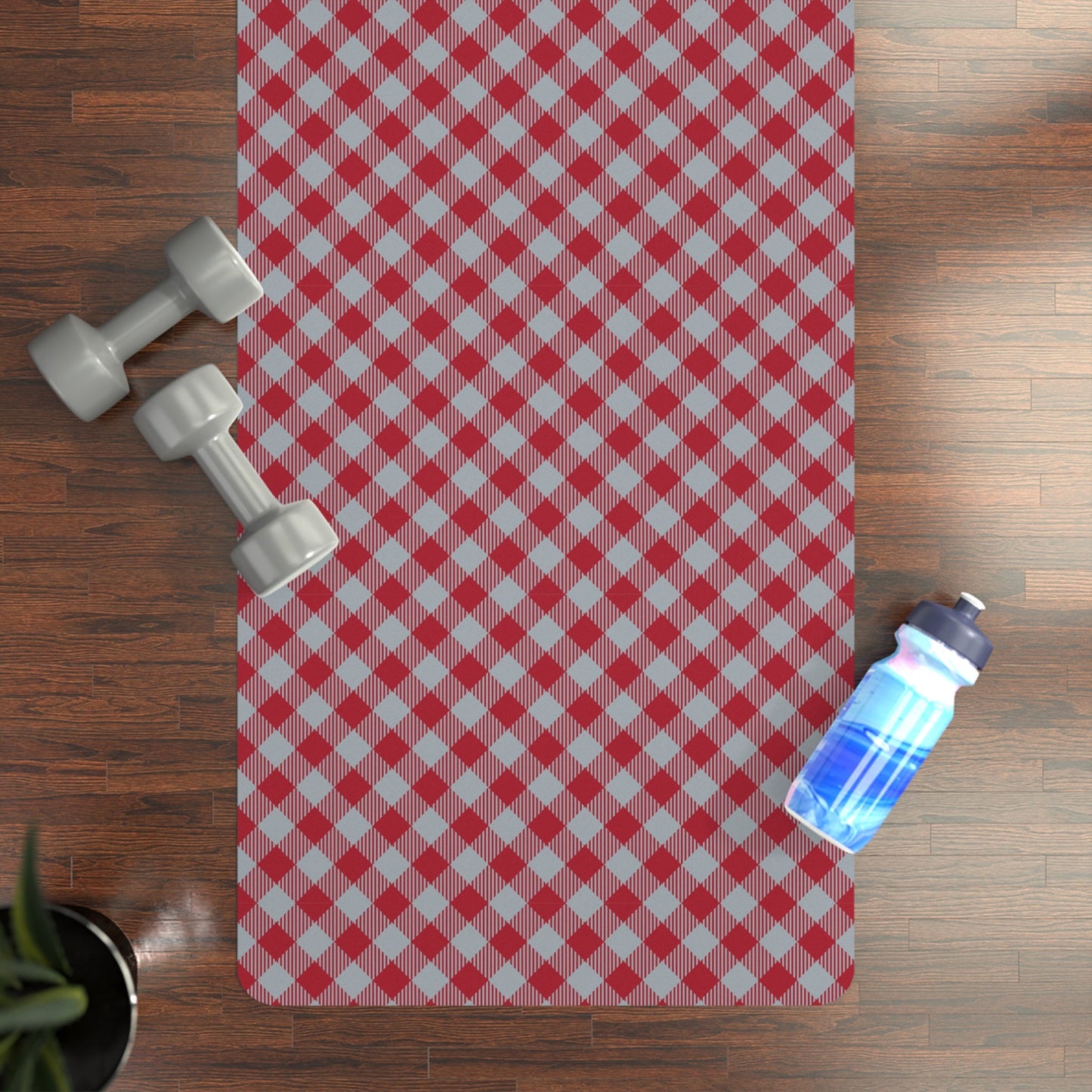 Yoga Mat | Red & Gray | Gingham