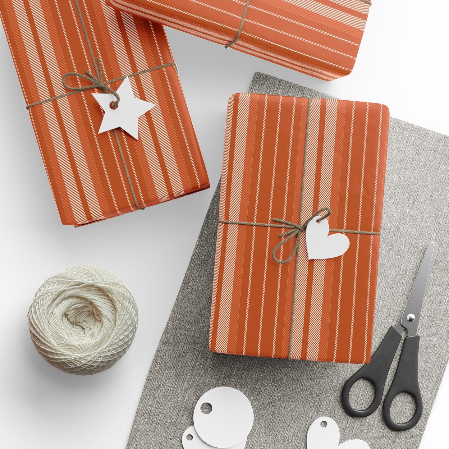 Gift Wrap | Dark Orange & White | Stripe