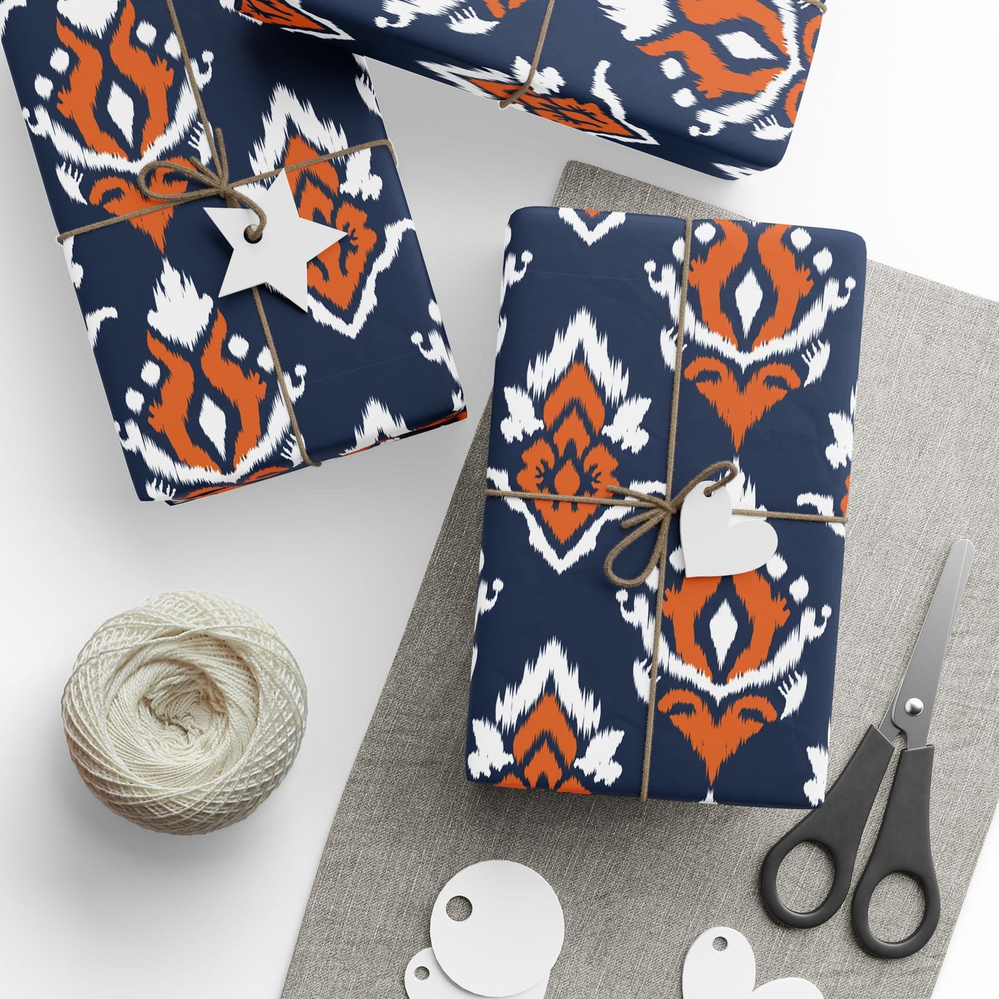 Gift Wrap | Orange & Blue | Ikat