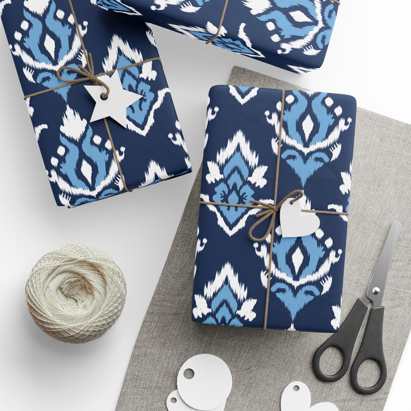 Gift Wrap | Light Blue & White | Ikat