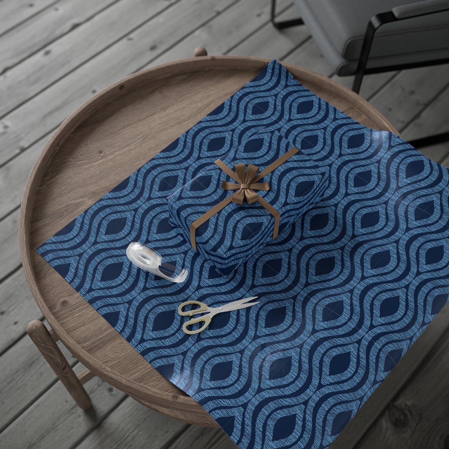Gift Wrap | Light Blue & White | Ogee
