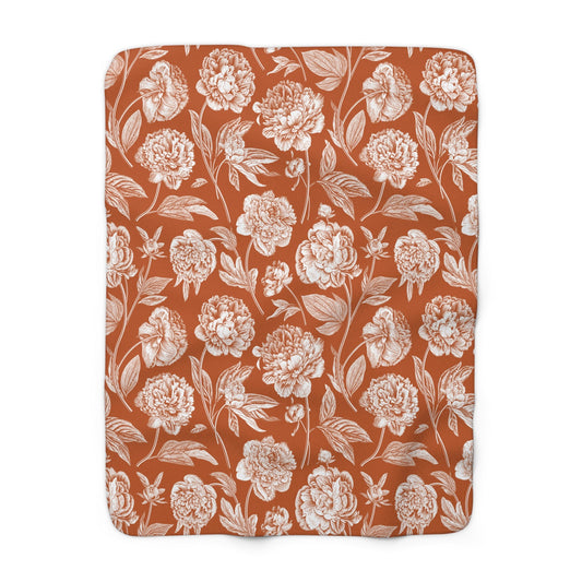 Sherpa Blanket | Dark Orange & White | Peony