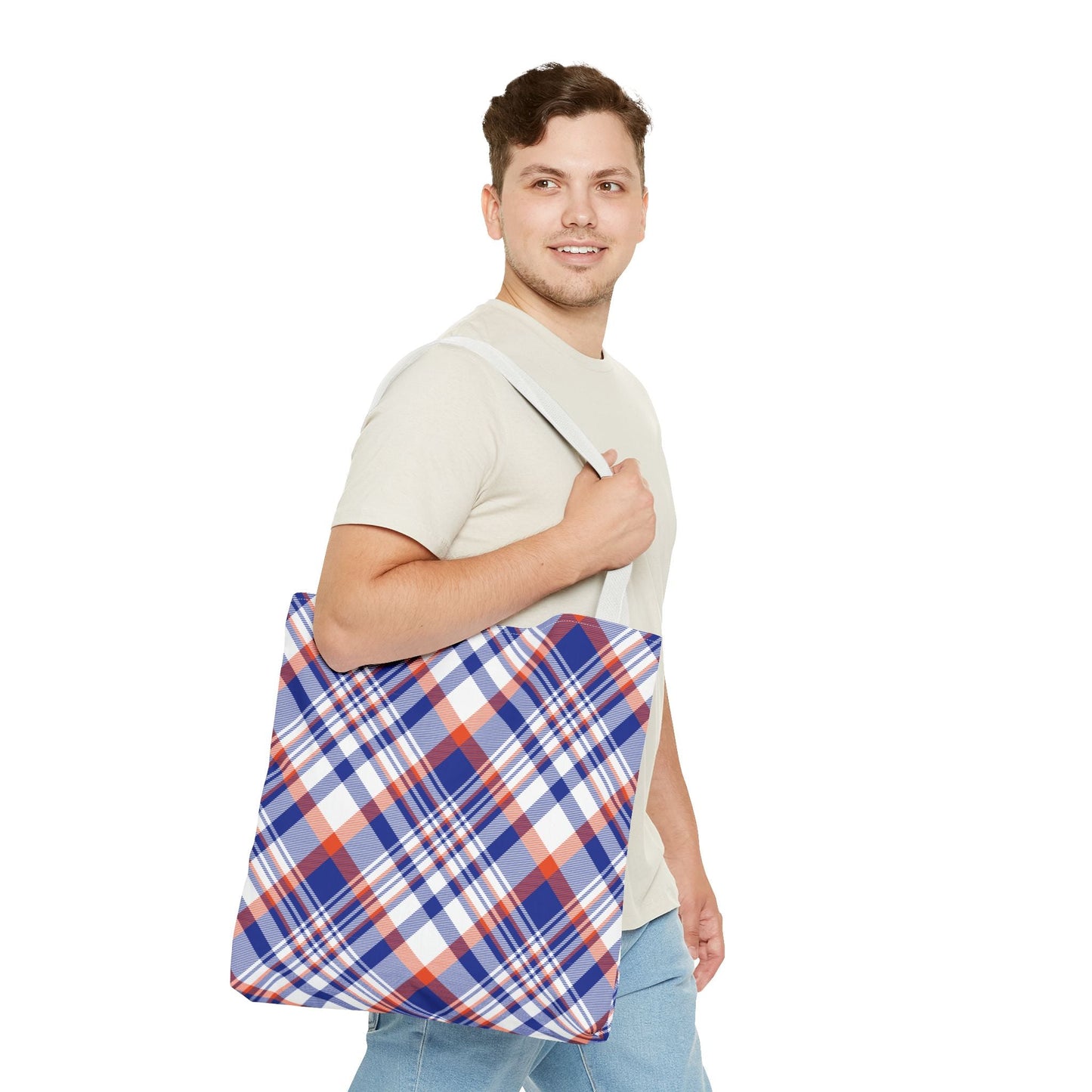 Tote Bag | Bright Blue & Orange | Tartan