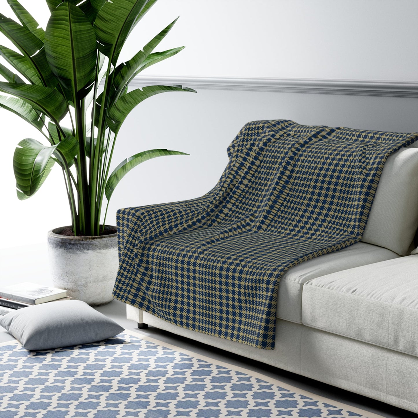 Sherpa Blanket | Blue & Gold | Tweed