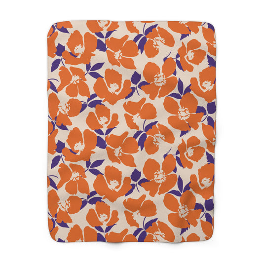 Sherpa Fleece Blanket | Clemson, South Carolina | Poppy