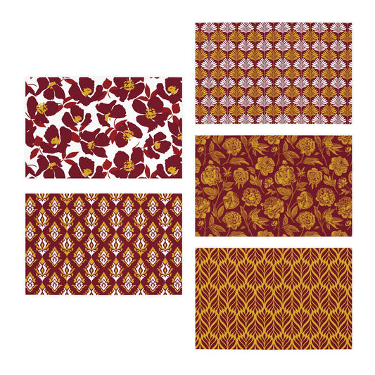 5 Notecards | Red & Yellow