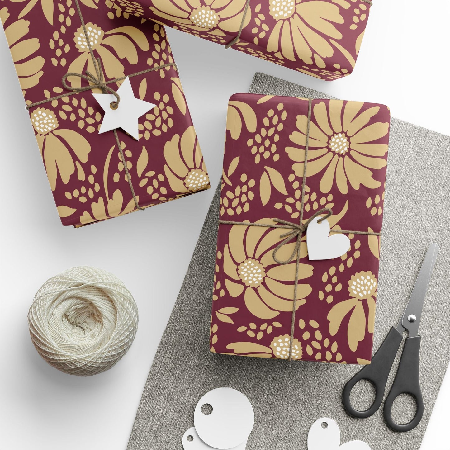Gift Wrap | Maroon & Gold | Bellis