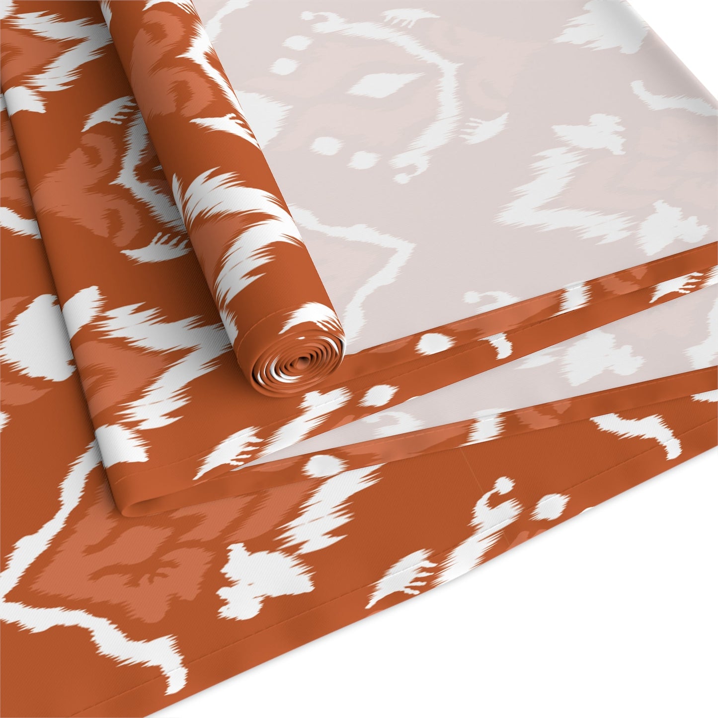 Table Runner | Dark Orange & White | Ikat
