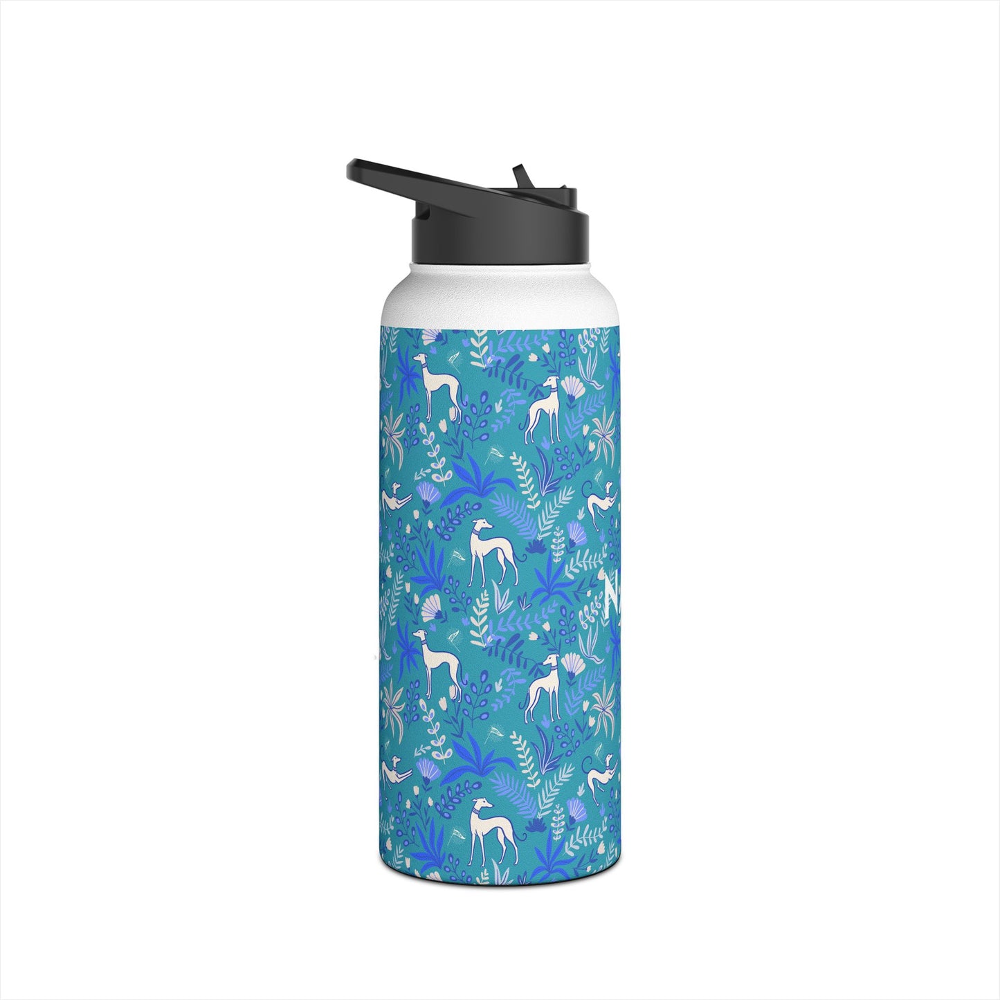 Insulated Water Bottle | Greyhounds | Teal Fern