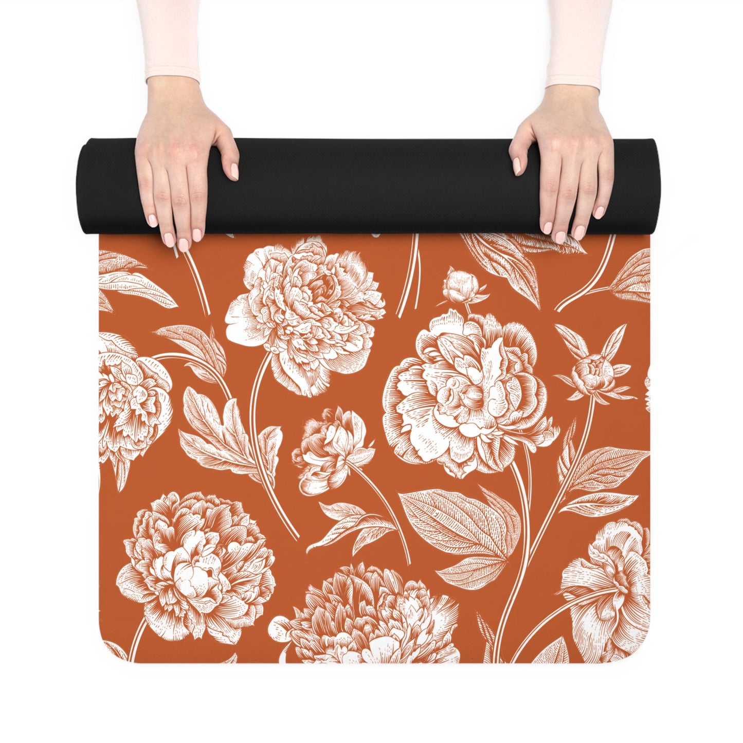 Yoga Mat | Dark Orange & White | Peony