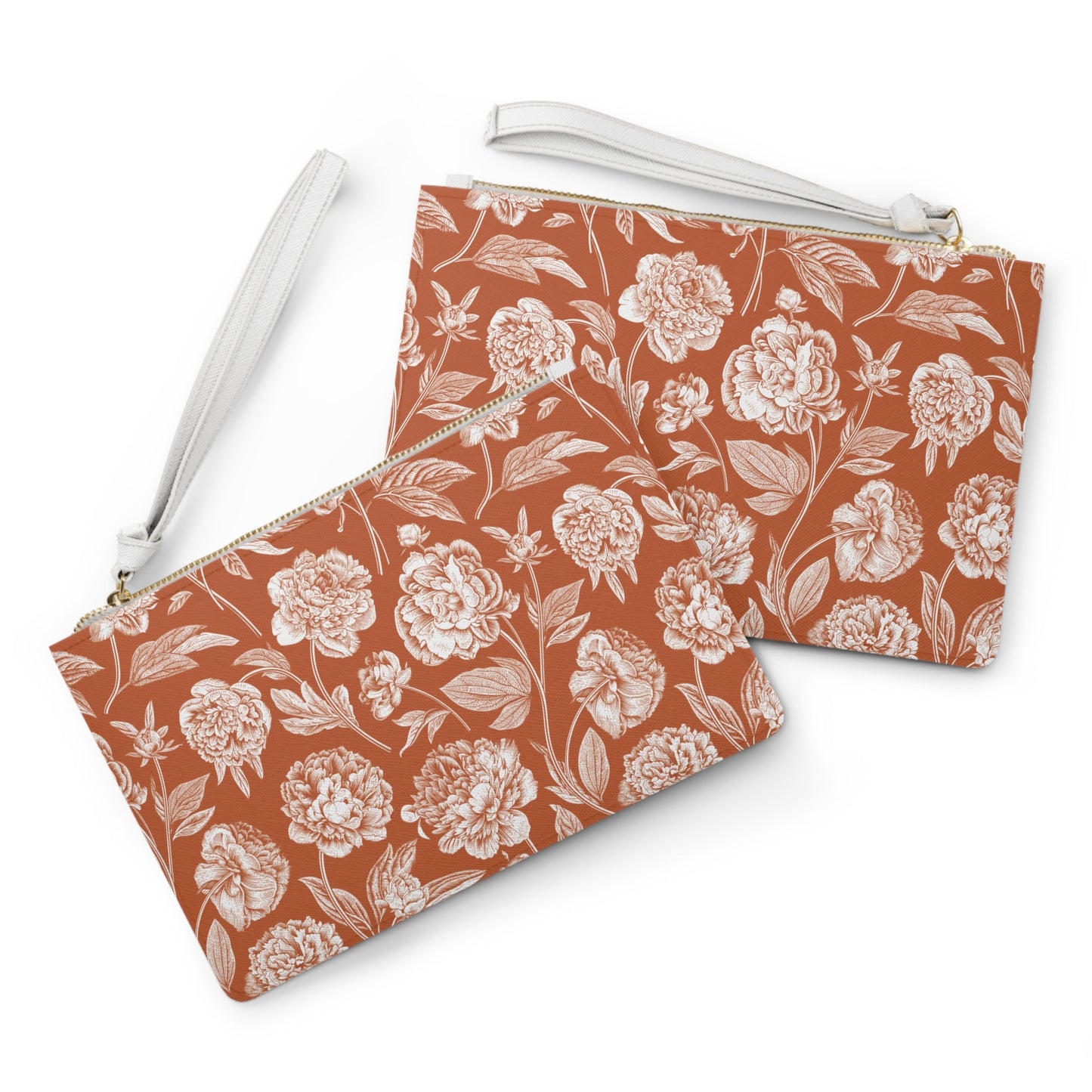 Clutch Bag | Dark Orange & White | Peony