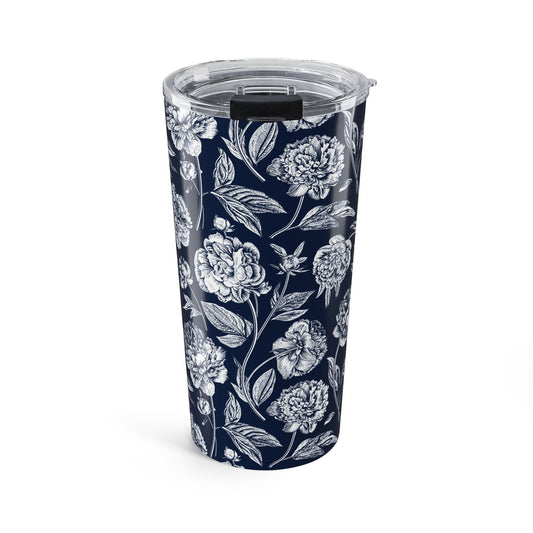 Tumbler | Navy & White | Peony