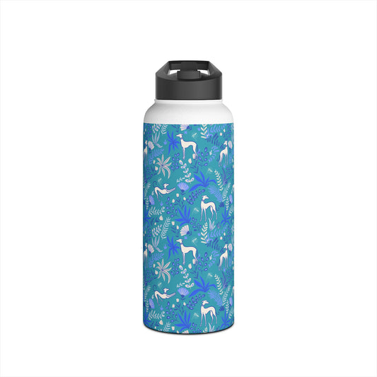 Insulated Water Bottle | Greyhounds | Teal Fern