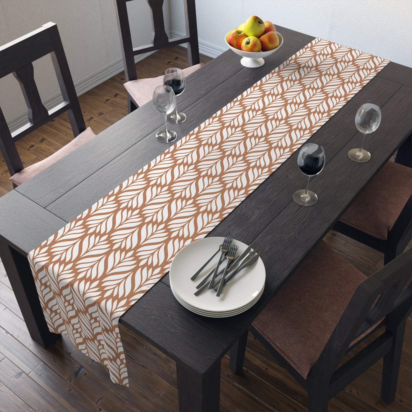 Table Runner | Dark Orange & White | Palm