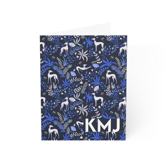 Monogram Notecards | Greyhounds | Blue Fern