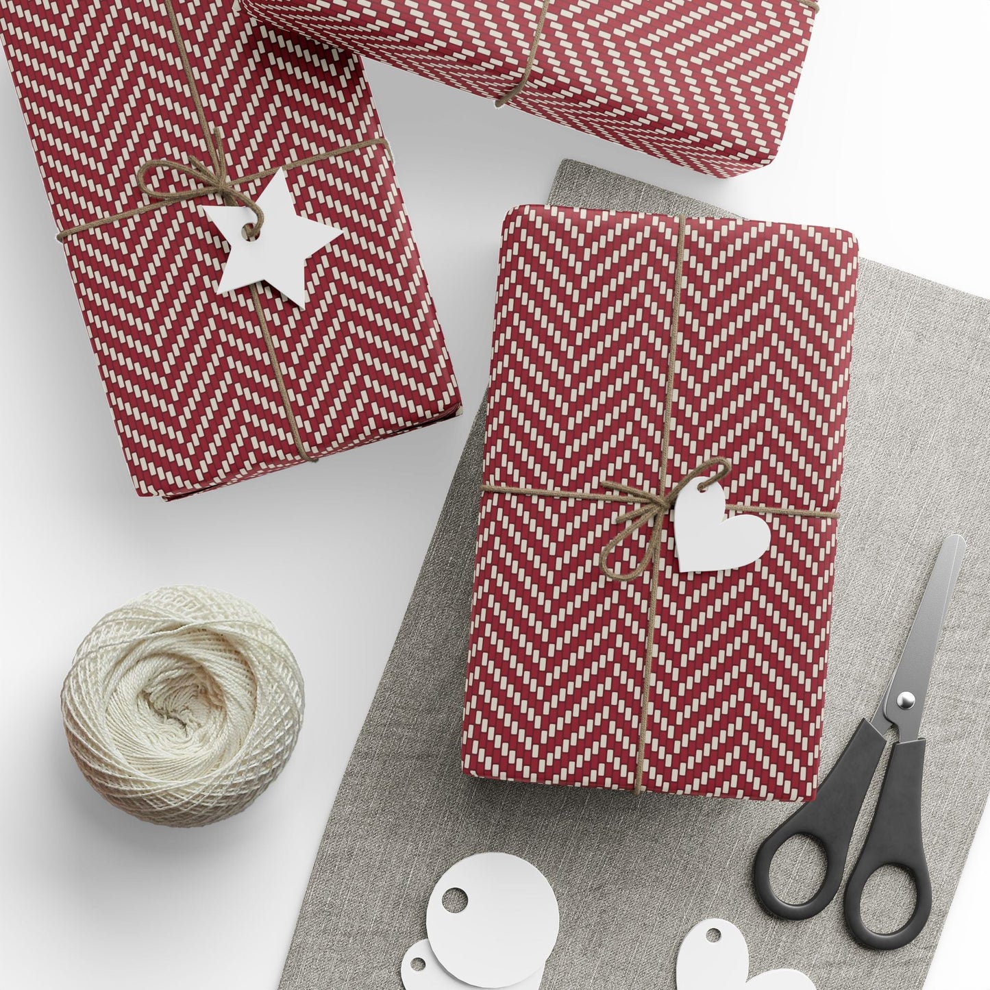 Gift Wrap | Maroon & White | Herringbone