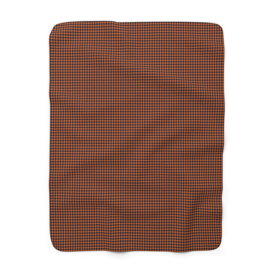 Sherpa Blanket | Orange & Blue | Houndstooth