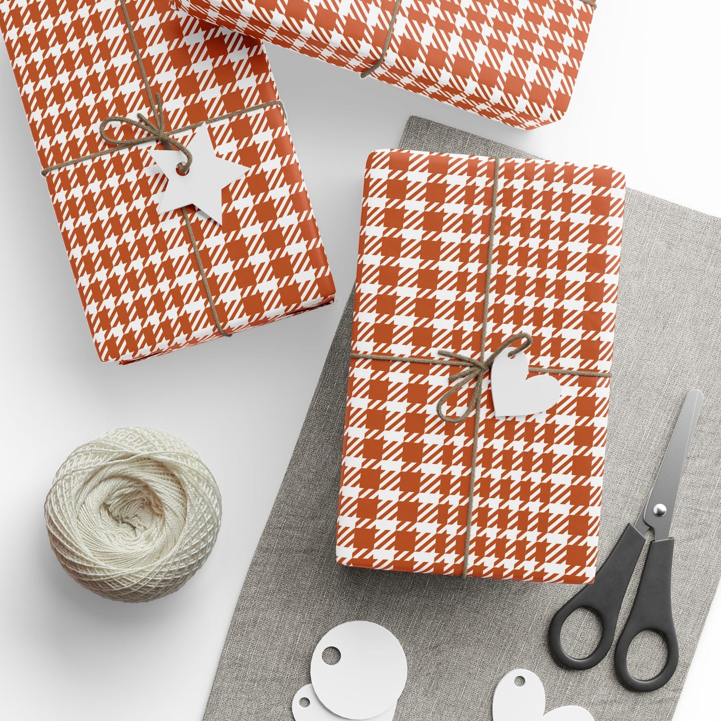 Gift Wrap | Dark Orange & White | Tweed