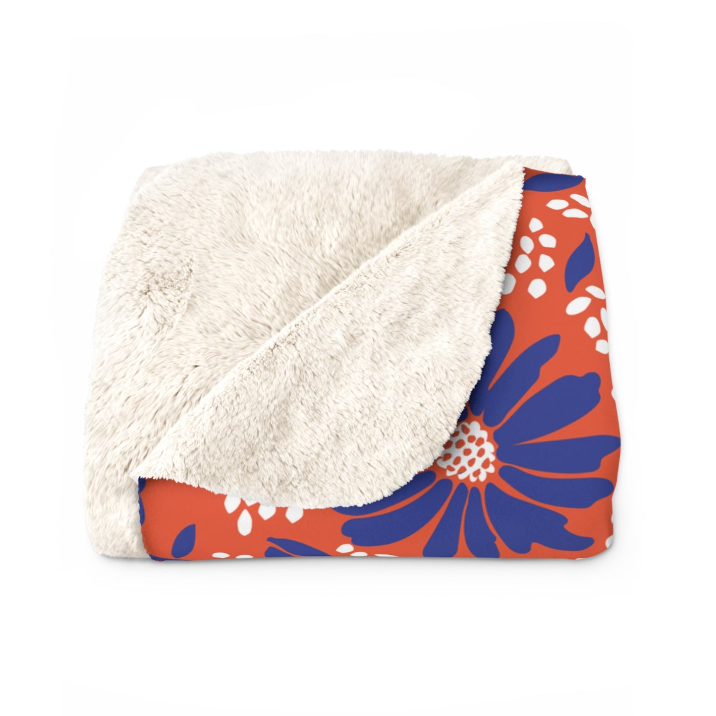 Sherpa Fleece Blanket | Bright Blue & Orange | Bellis