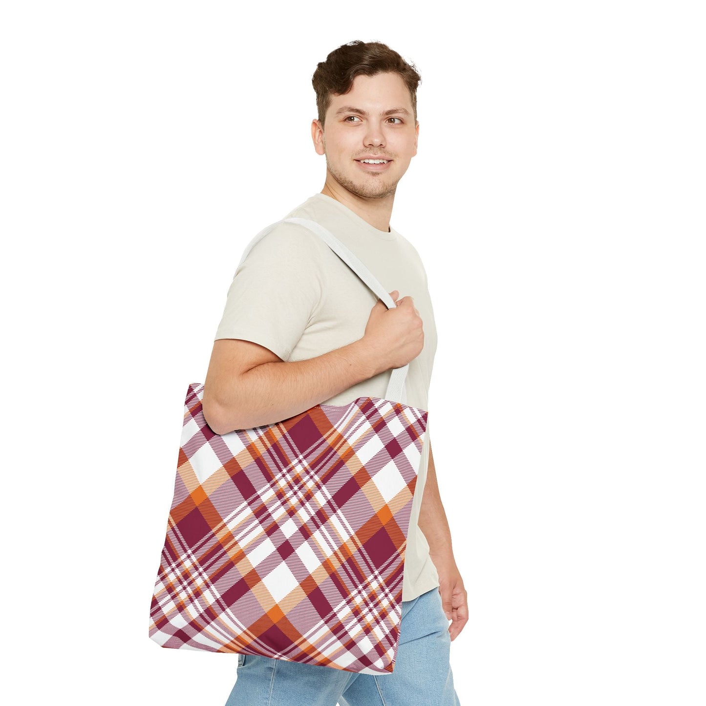 Tote Bags | Maroon & Orange | Tartan