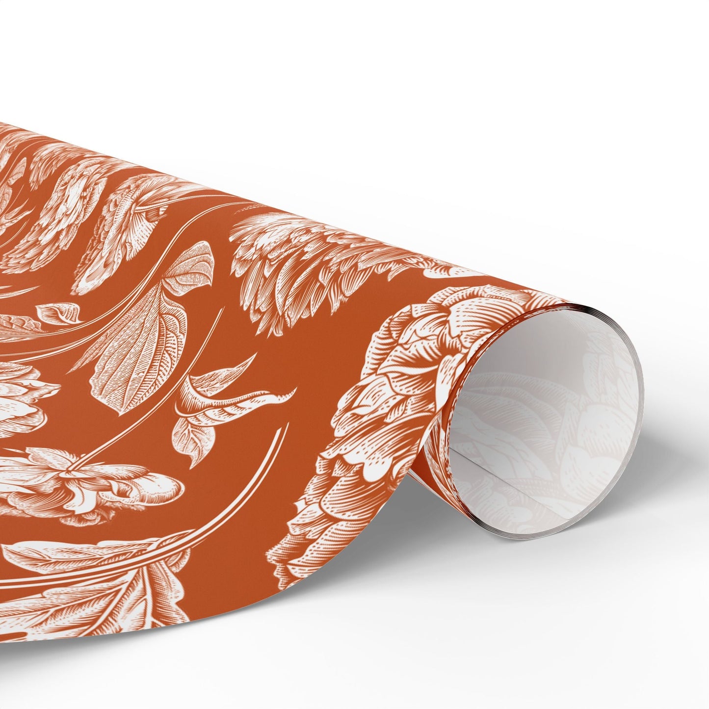 Gift Wrap | Dark Orange & White | Peony