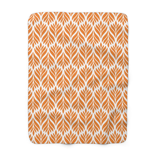 Sherpa Fleece Blanket | Orange & White | Palm