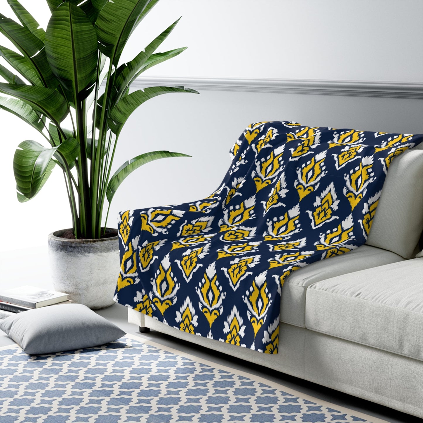 Sherpa Blanket | Yellow & Blue | Ikat