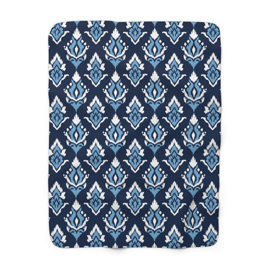 Sherpa Blanket | Light Blue & White | Ikat