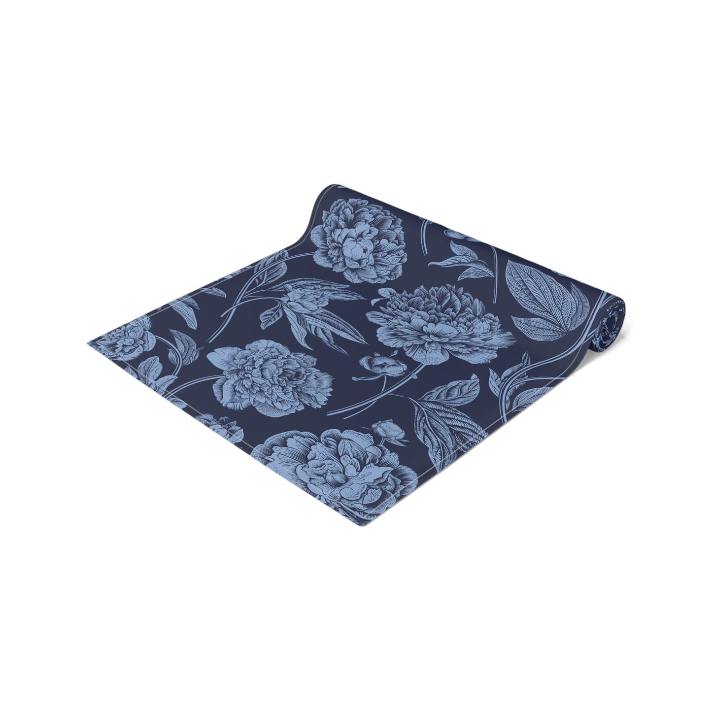 Table Runner | Light Blue & White | Peony
