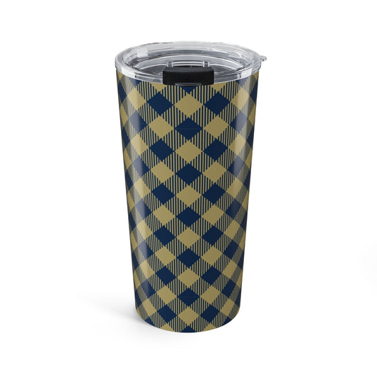Tumbler | Blue & Gold | Gingham