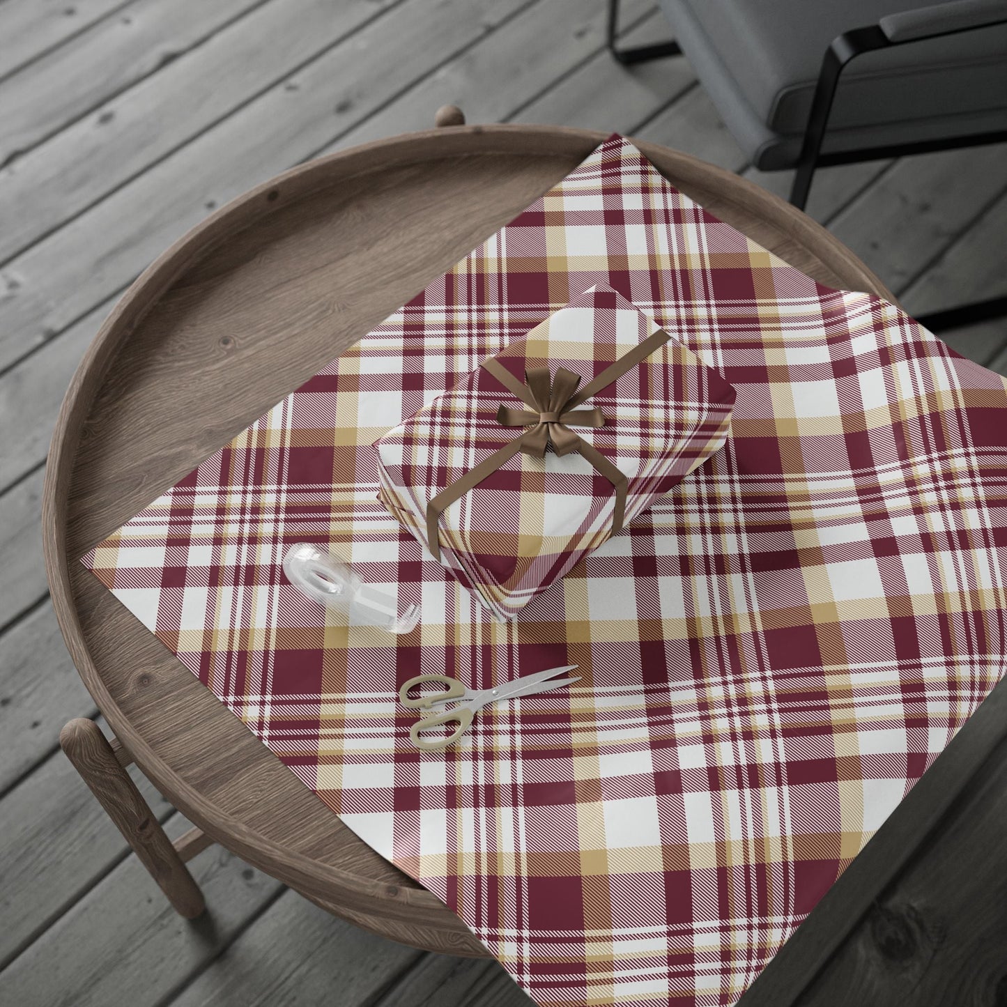 Gift Wrap | Maroon & Gold | Tartan
