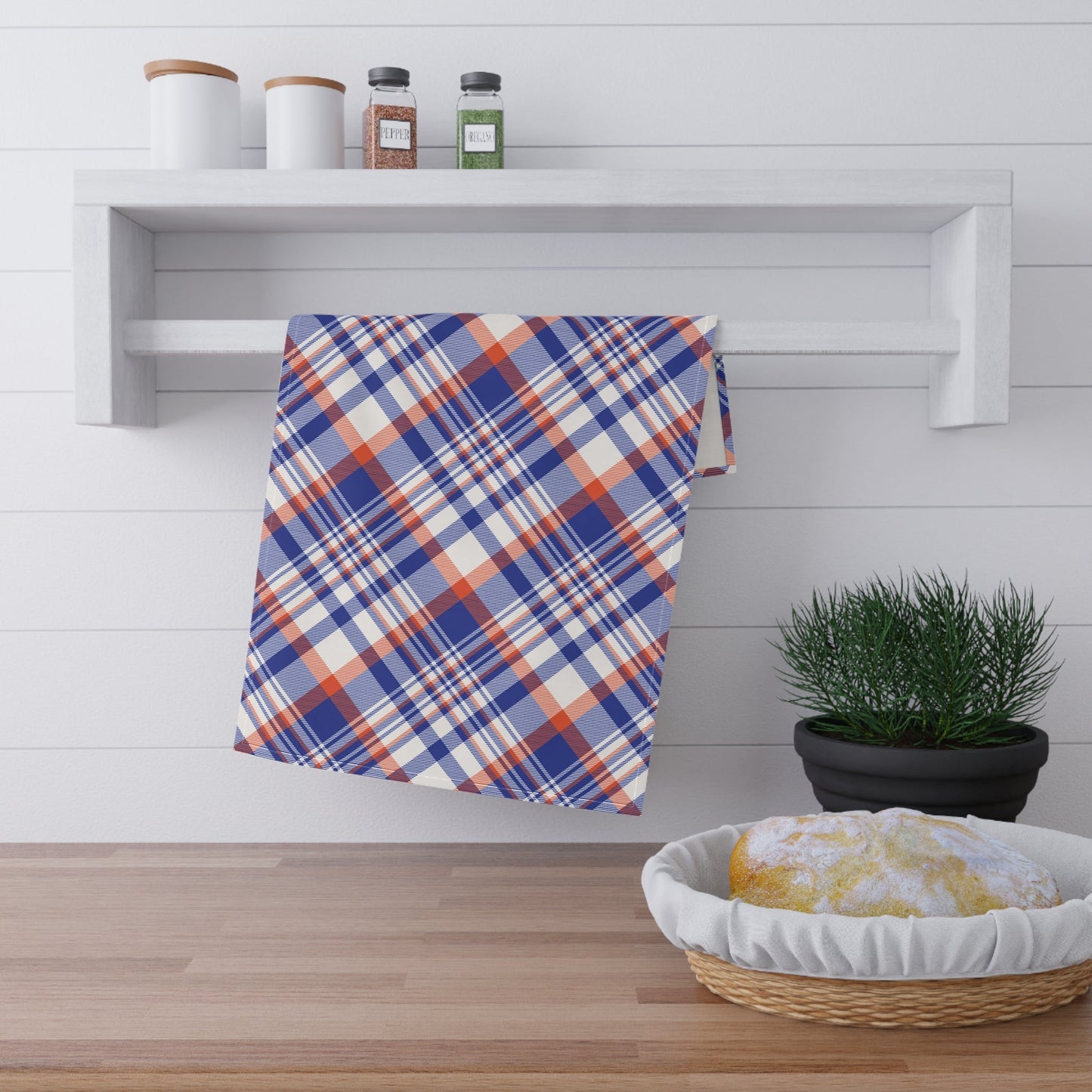 Tea Towel | Bright Blue & Orange | Tartan