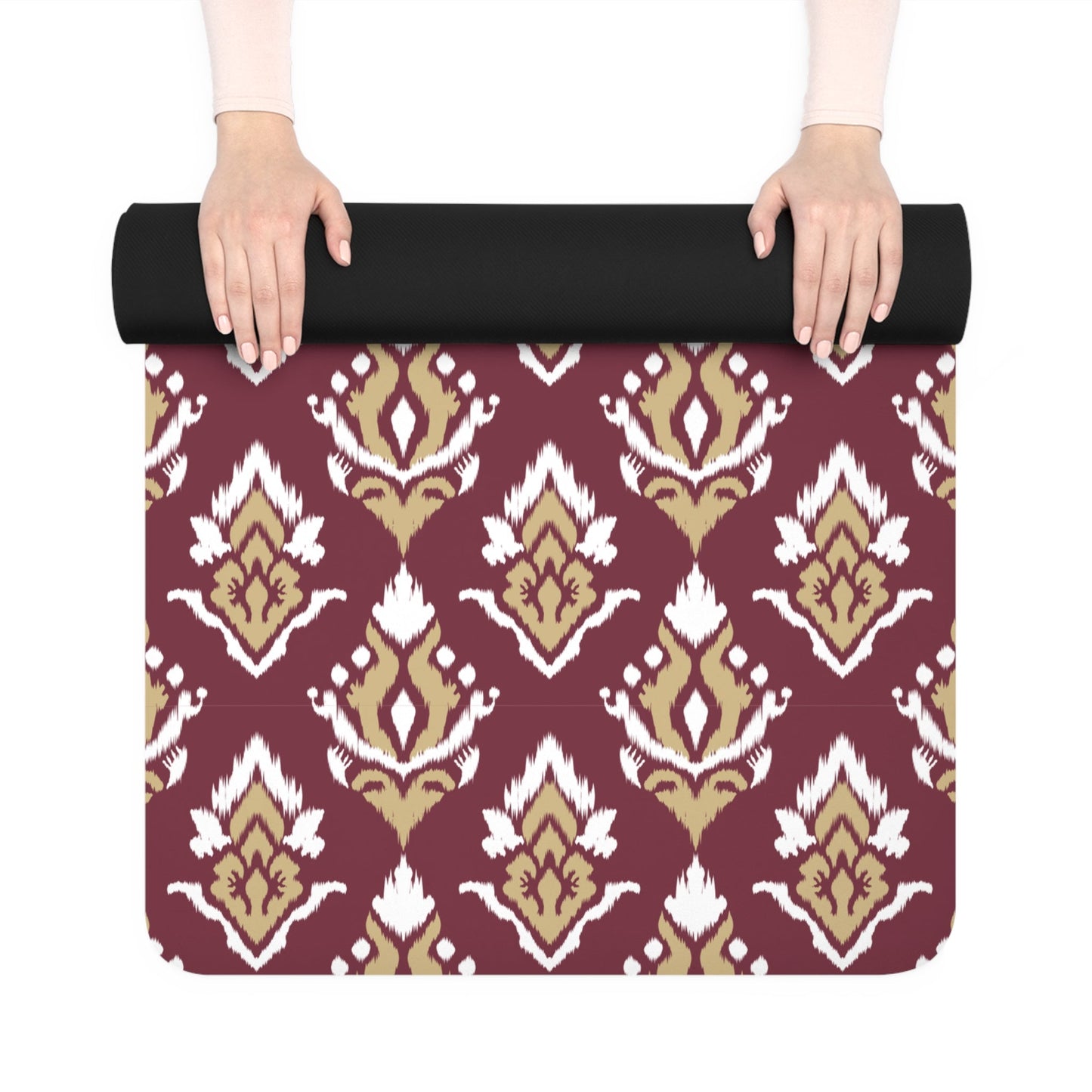 Yoga Mat | Maroon & Gold | Ikat
