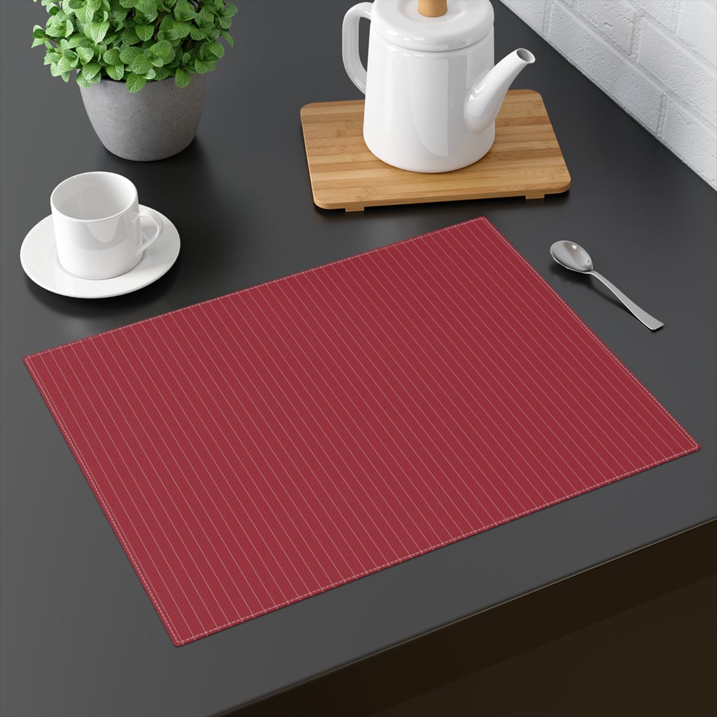 Placemat | Maroon & White | Pinstripe