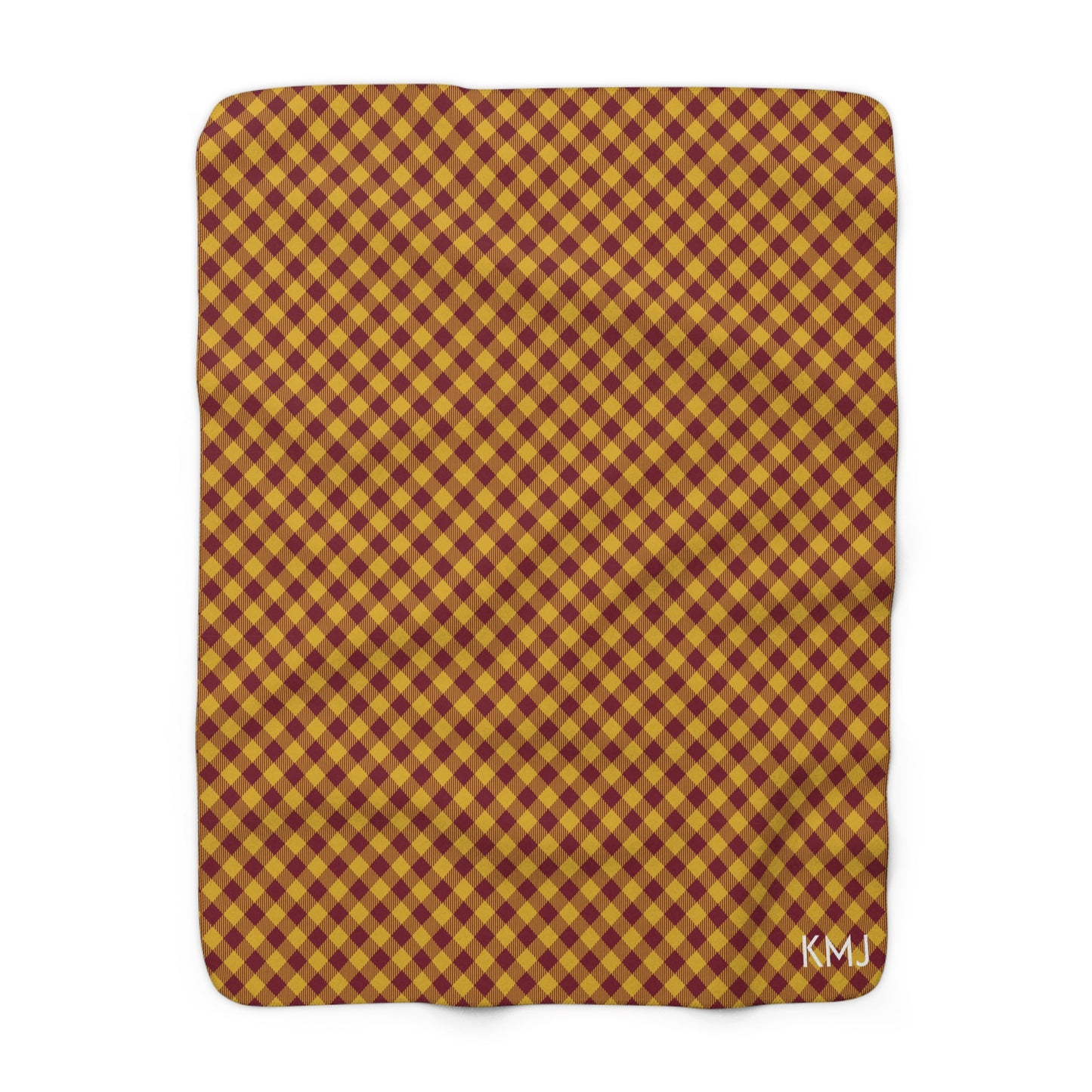 Sherpa Fleece Blanket- Personalized | Red & Yellow | Gingham