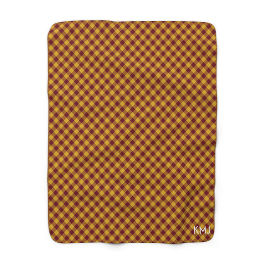 Sherpa Fleece Blanket- Personalized | Red & Yellow | Gingham