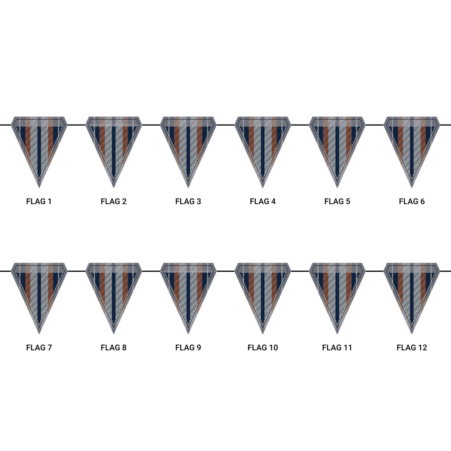 Flag Garland | Orange & Blue | Stripe