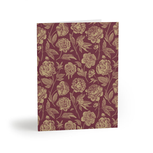 Notecards | Maroon & Gold | Peony