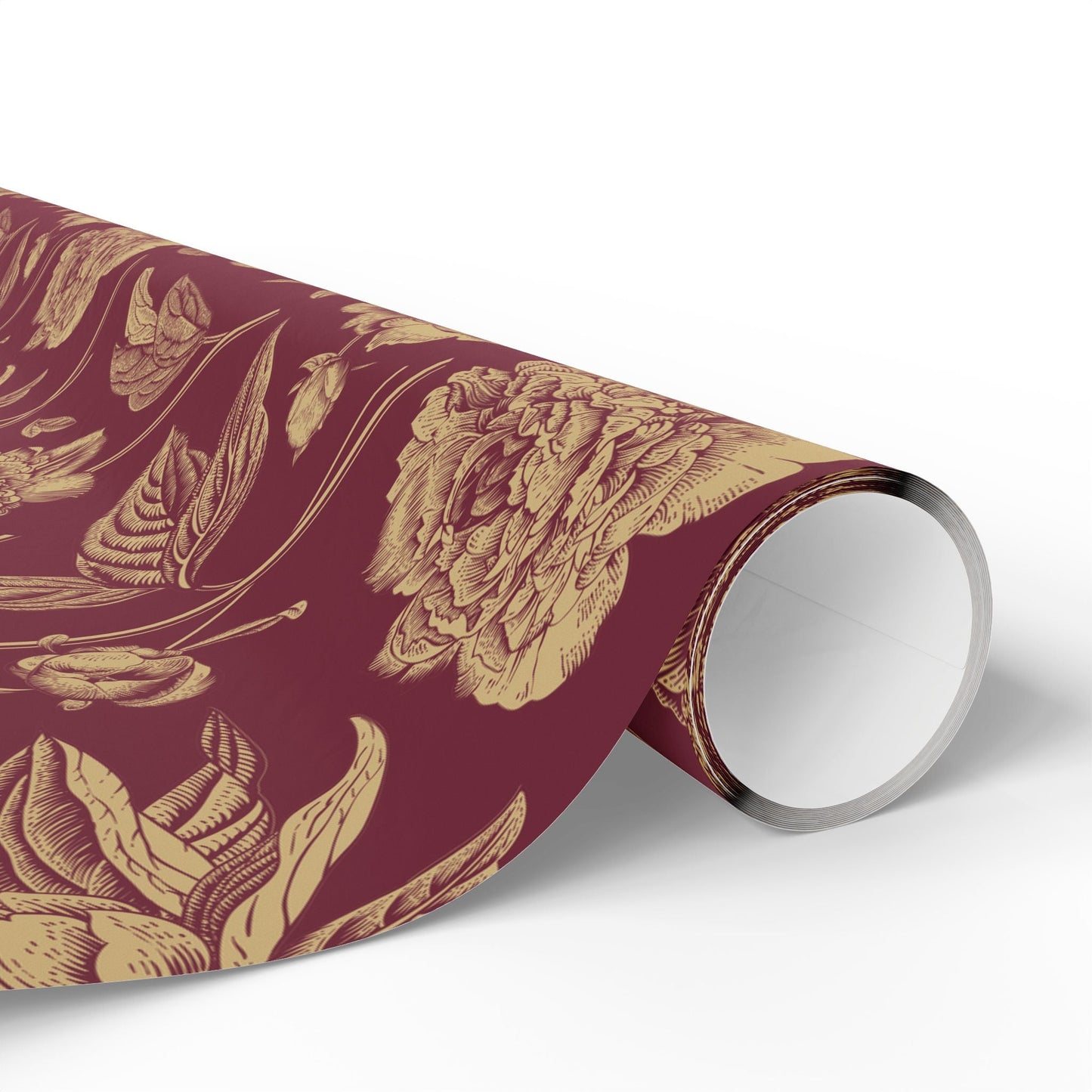 Gift Wrap | Maroon & Gold | Peony