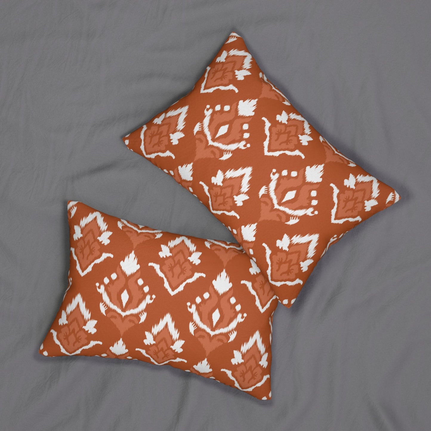 Pillow | Dark Orange & White | Ikat