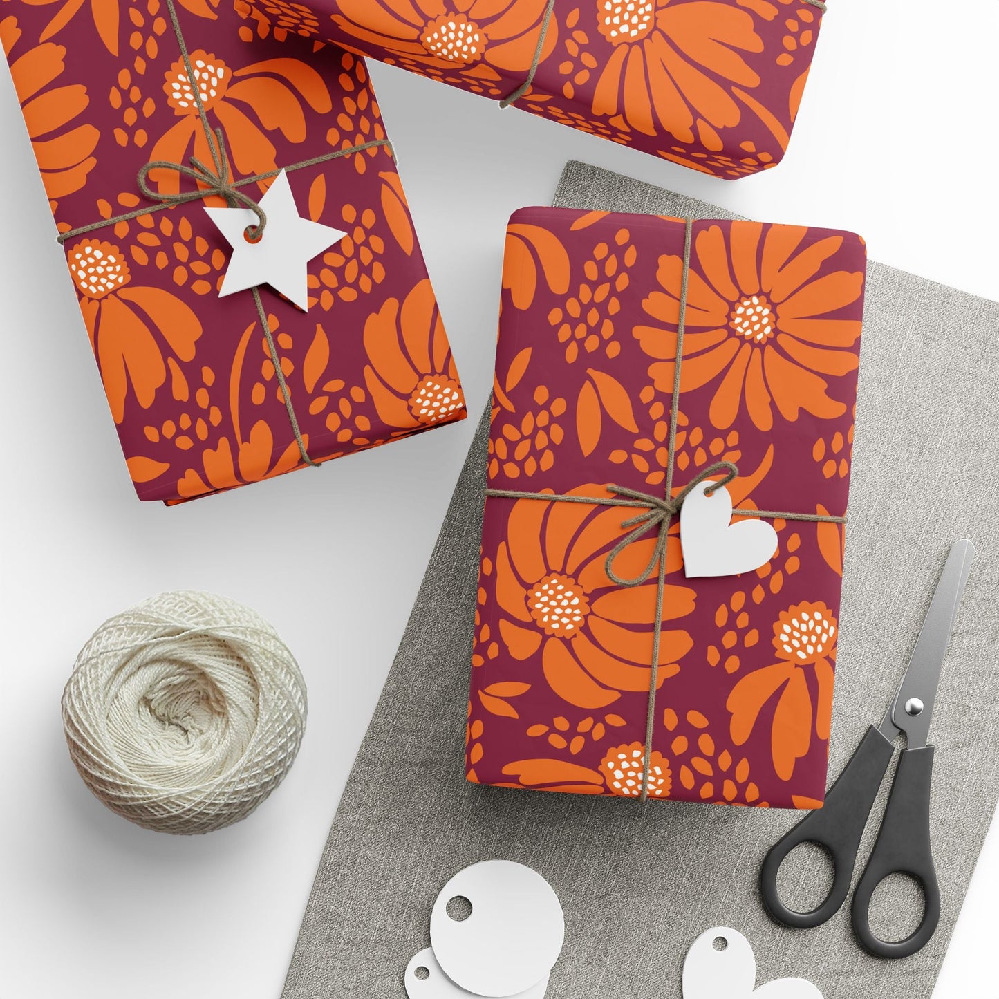 Gift Wrap | Maroon & Orange | Bellis