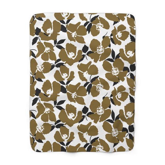Sherpa Fleece Blanket | Black & Gold | Poppy