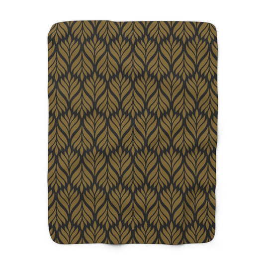 Sherpa Fleece Blanket | Black & Gold | Palm
